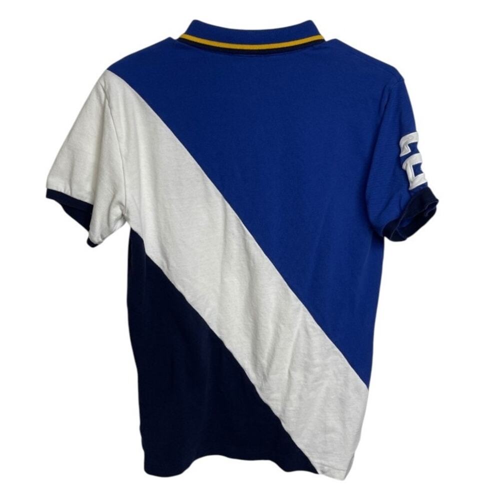 Polo Ralph Lauren Boy’s L (16/18) Colorblock Crest Polo Shirt Blue White Navy Lg - Picture 2 of 6